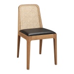Racquet chair oak oiled, bonded leather black